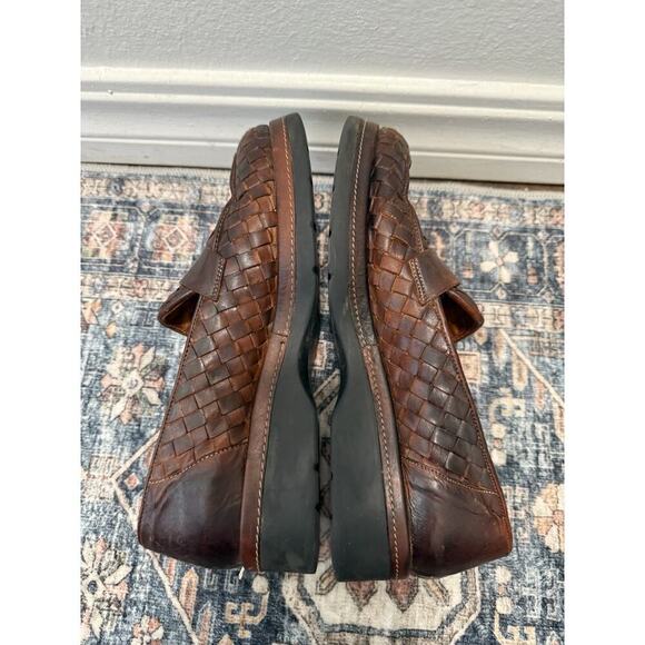 VTG SESTO MEUCCI Wms Brown Leather Loafers Woven Vamp Quiet Luxury Italy Sz 7.5 - Picture 5 of 6